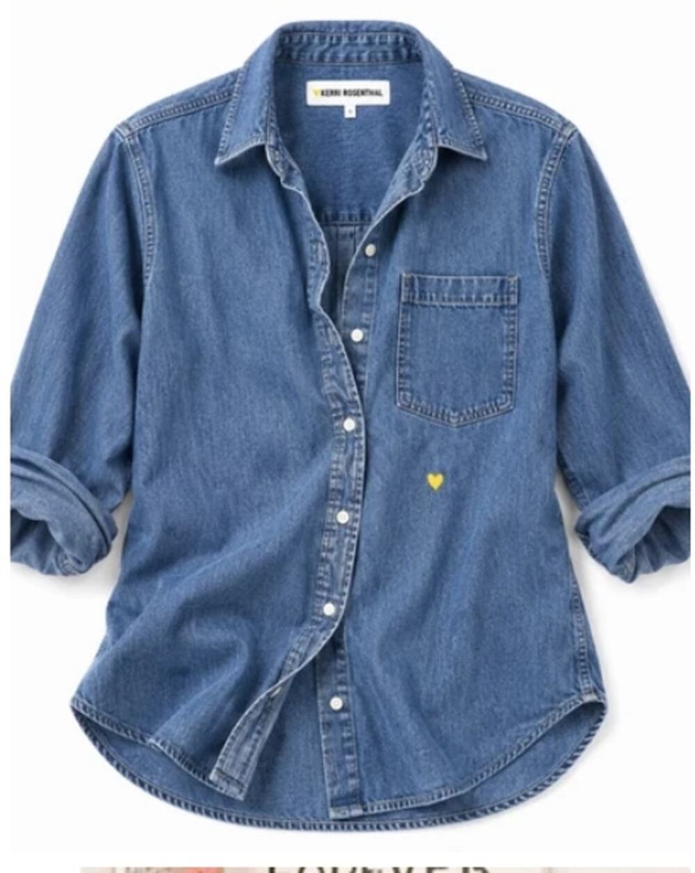 KERRI ROSENTHAL Mia Cotton Denim Shirt True Denim Size XL